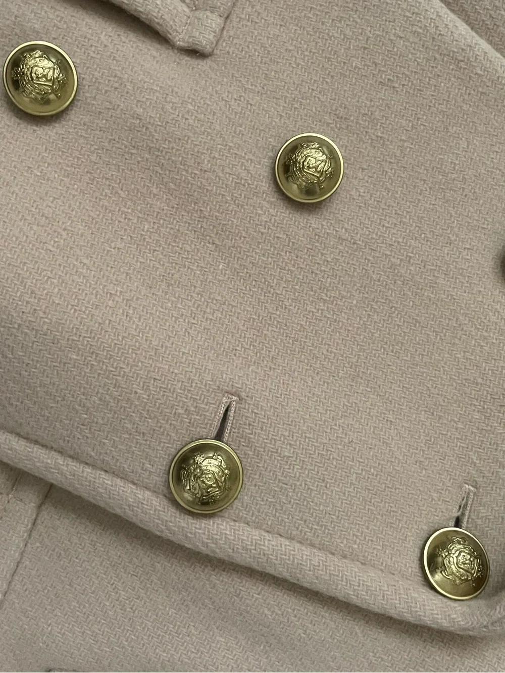 J. Crew Double-Breasted Peacoat in Blush Pink with Gold Buttons - Picture 6 of 14